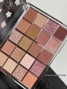 Dettaglio della palette ombretti 20 colori con rilievi floreali e texture opache