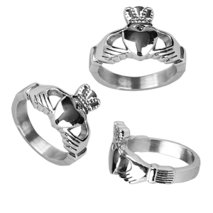 Claddagh Ring Stainless Steel Celtic Totem Heart Crown Hands Friendship Loyalty Love Jewelry For Men Women