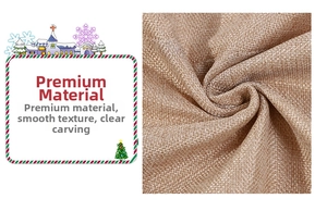 Close-up of textured linen burlap fabric for Christmas tree skirt with snowflake details