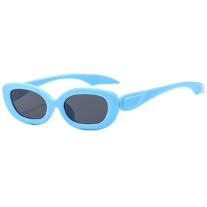 Y2K oval light blue cat eye sunglasses with dark lenses and retro thick frame