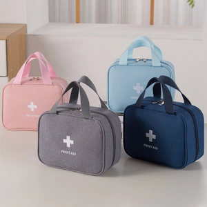 First Aid Kit Pouch Portable Medicine Storage Bag Oxford Cloth Waterproof Travel Emergency Organizer Handle Zipper
