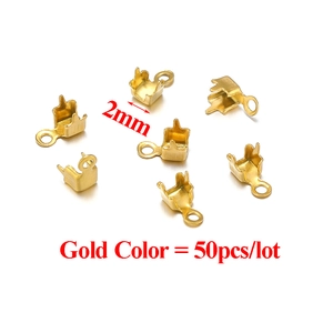 50pcs of 2mm 18k gold-plated stainless steel crimp beads for jewelry making DIY