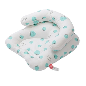 Infant nursing pillow with strawberry print for reflux prevention and sitting support