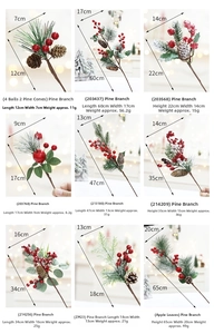 Detailed grid showing nine styles of artificial Christmas cedar branches with red berries