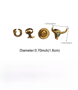 Detailed size and weight specs for vintage Western cowboy zinc alloy ring set in antique gold