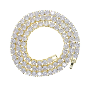 5mm single row gold tennis chain necklace with round cut clear cubic zirconia stones