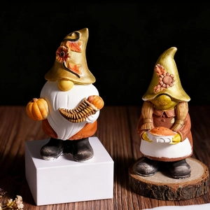 Detailed view of handmade harvest gnome silicone molds showing intricate autumn textures