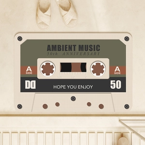 Retro cassette tape design floor mat with non-slip texture for bedroom or bathroom