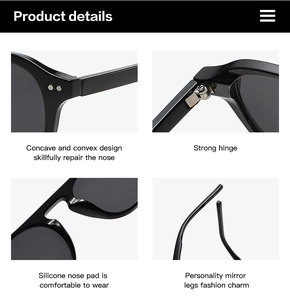 Detail view of reinforced metal hinges and comfortable nose pads on black trendy sunglasses