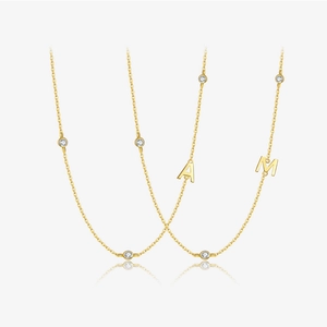 925 Sterling Silver Initial Necklace 18K Gold Plated Alphabet Letter Pendant With Cubic Zirconia Personalized Jewelry For Women