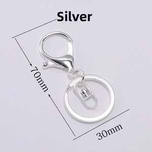 Silver metal lobster clasp with flat keyring and swivel link for DIY bag accessory