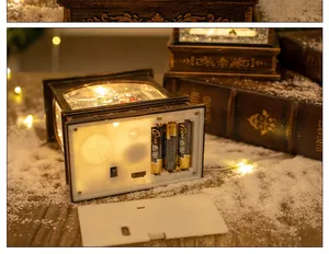 Close-up of bottom battery compartment and power switch on a Christmas lantern ornament