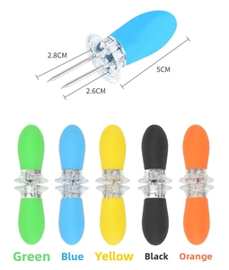 Detailed size specifications of stainless steel corn holders with colorful handles