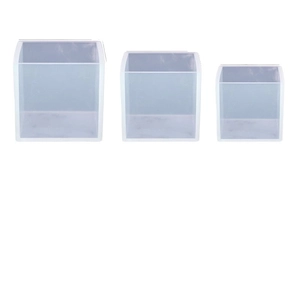 Three-piece cube silicone molds set in large medium and small sizes for DIY resin crafts