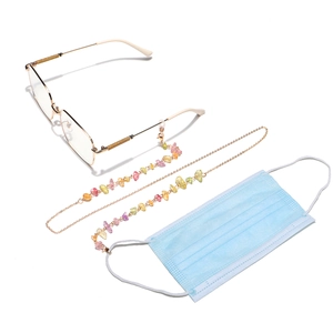 Handmade gold chain with natural colorful stones for glasses and face mask protection