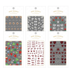 3D ultra-thin nail art stickers set with floral, strawberry and heart designs