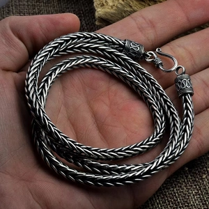 Handcrafted 4mm snake bone silver chain bracelet with intricate braided texture