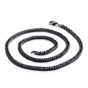 Polished black stainless steel Cuban link necklace for men with a lobster clasp closure