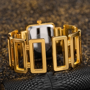 Luxurious gold square chain watch for women featuring a minimalist rectangular dial