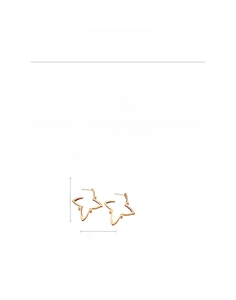 Detail showing 4.1cm hollow star earrings with brushed 18K gold texture and dimensions