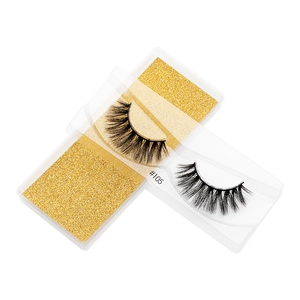 Macro view of style #105 3D faux mink eyelashes with dense volume and natural curl