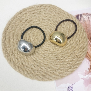 Minimalist Metal Pebble Hair Ties High Elastic Alloy Polished Geometric Ponytail Holder Women Girls Elegant Shiny Accessory
