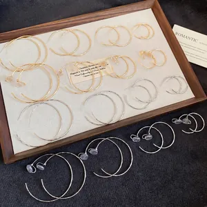 Créoles Minimalistes Pour Femmes Bijoux Géométriques En Métal Avec Tige En Argent Sterling 925 Ou Clip Doré Argenté