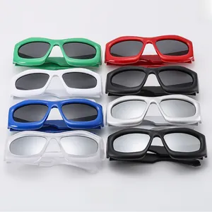 Detailed grid showing multiple color options of trendy oversized bubble sports sunglasses