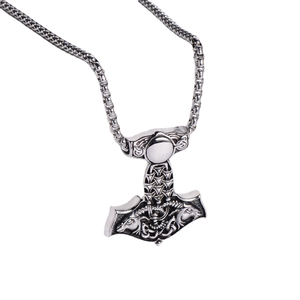 Vintage Thor's Hammer Mjolnir κολιέ από ανοξείδωτο ατσάλι με κέλτικα σχέδια κόμπων