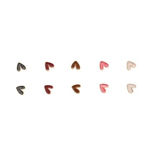 Elegant heart-shaped pearl stud earrings set in five diverse glossy colors for women