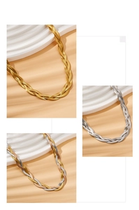 Detailed view of PVD plated stainless steel snake chain necklaces in gold and silver