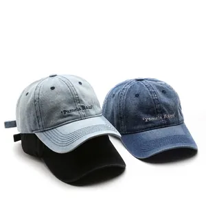 Washed Denim Baseball Cap Vintage Letter Embroidery Adjustable Outdoor Sunshade Hat Unisex Casual Streetwear Cotton