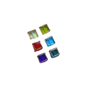 Square vintage glass beads with gold foil edging for DIY jewelry in multiple colors