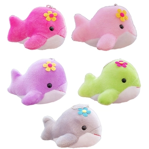 Set of colorful cartoon whale plush keychains for cute bag decoration and gift ideas