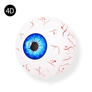 4D realistic eyeball balloon with red bloodshot veins and blue iris for Halloween decor