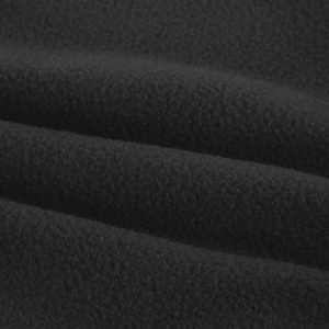 Close-up of premium black polar fleece fabric with soft texture for winter face masks