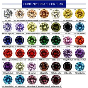 Cartella colori con 40 pietre di zircone a taglio tondo per la creazione di gioielli