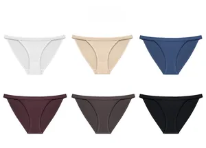 Multi-color seamless ice silk low-rise panties set with pure cotton crotch in 6 colors