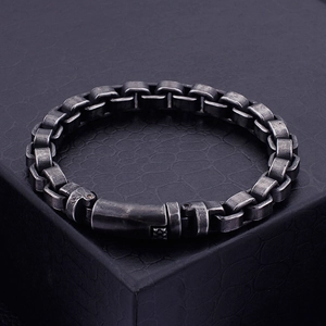 Bracciale Da Uomo In Acciaio Inossidabile Retro Catena A Maglie Box Spessa Hip Hop Punk Gioielli Maschili