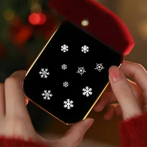 S925 Sterling Silver Snowflake Stud Earrings For Women Rhinestone Zirconia Winter Christmas Jewelry Gift Silver Earrings