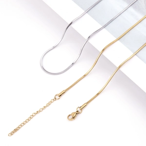 Square Snake Chain Necklace Stainless Steel Vacuum Gold Plated Minimalist Lobster Clasp Jewelry For Women Men