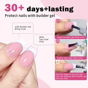 Detailed application steps and effect of natural pink French extension builder nail gel