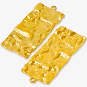 Rectangular Pendant 304 Stainless Steel Wrinkled Hammered Texture For DIY Necklace Earring Making Trendy Charm Jewelry Fashion