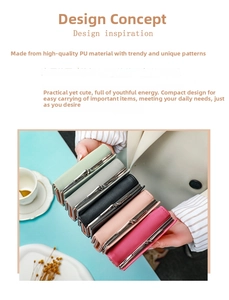 Close-up of a compact trifold PU leather wallet featuring retro clasp and multiple colors