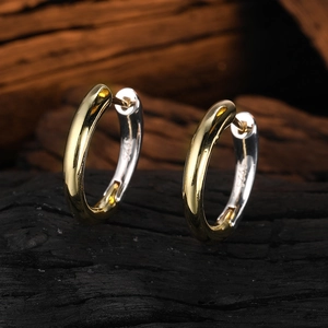 Minimalist S925 sterling silver hoop earrings with a dual-tone gold and silver finish