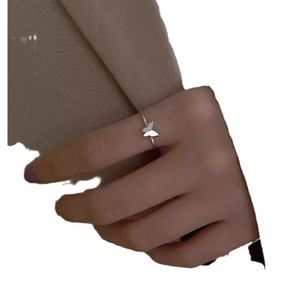 925 silver plated butterfly ring with adjustable open band for women, minimalist chic style