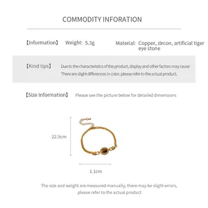 Detailed size information for tiger eye stone bracelet with weight and length specifications