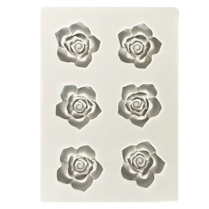 Moule en silicone blanc à 6 cavités pour décorations réalistes de fleurs en chocolat