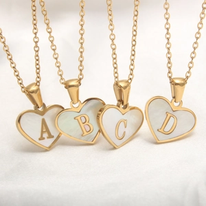 Heart Initial Pendant Necklace With Stainless Steel Chain And Shell Copper Charm Elegant Minimalist Jewelry For Women