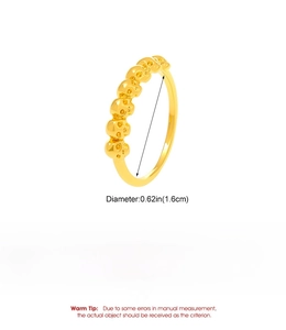 Dettagli dell'anello teschio dorato con diametro 1,6 cm e specifiche del materiale rame